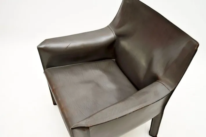 Pamono Vintage Italian Leather CAB Armchair attributed to Mario Bellini for Cassina, 1970s Sale