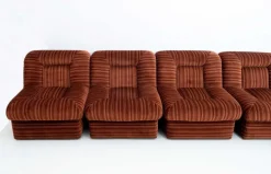Pamono Vintage Italian Modular Armchairs and Coffee Table in Velvet, 1970, Set of 6 Clearance