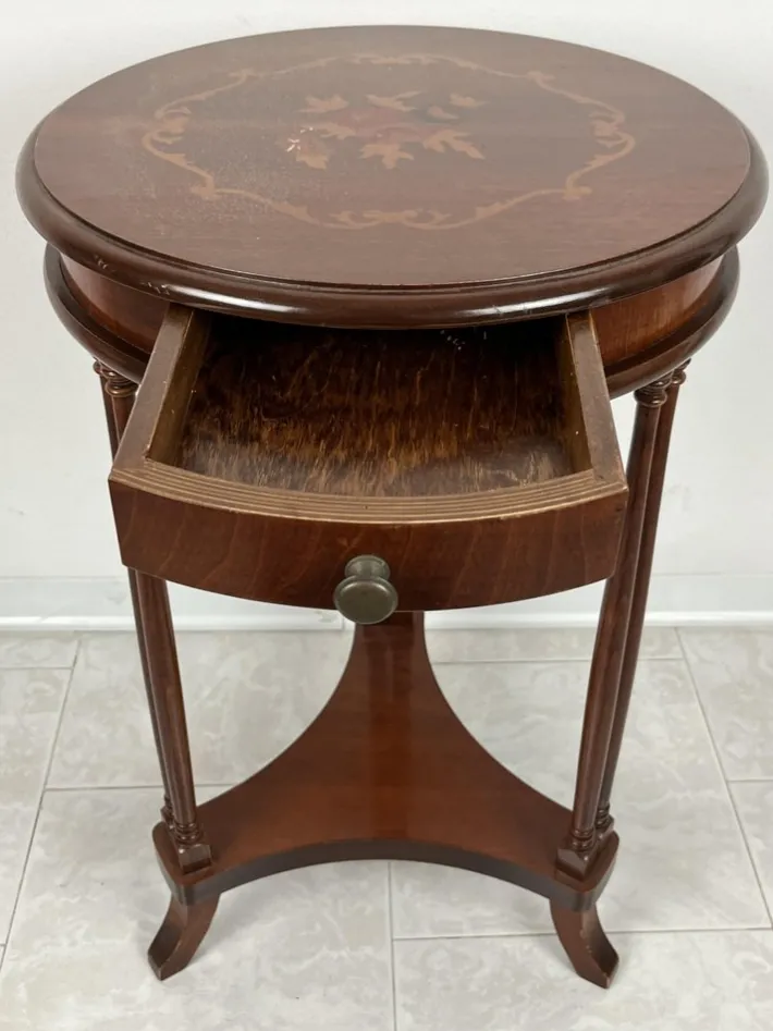 Pamono Vintage Italian Round Table with Drawer, 1980s Sale