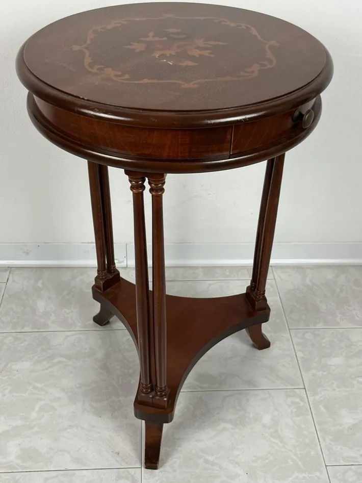 Pamono Vintage Italian Round Table with Drawer, 1980s Sale