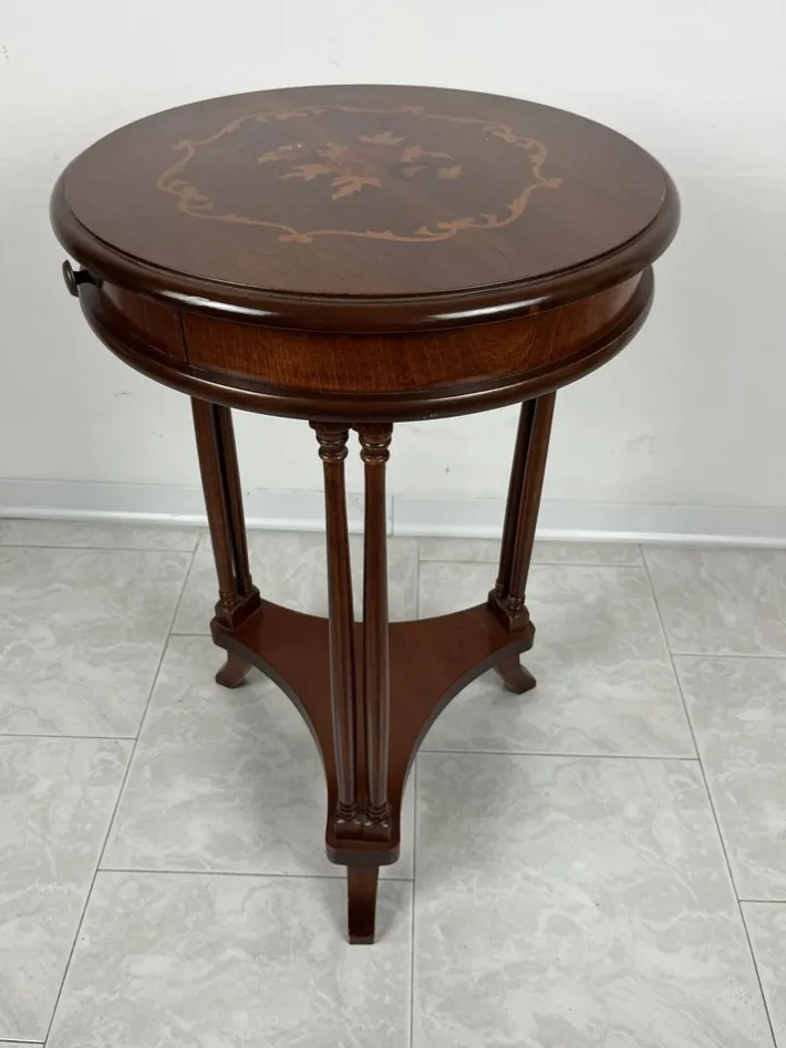 Pamono Vintage Italian Round Table with Drawer, 1980s Sale