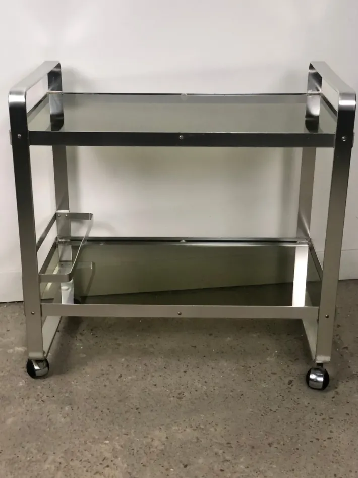 Pamono Vintage Italian Service Table in Aluminum by Martini and Rossi, 1960s New