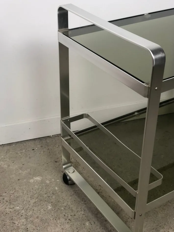 Pamono Vintage Italian Service Table in Aluminum by Martini and Rossi, 1960s New