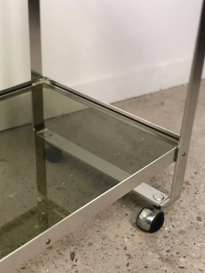 Pamono Vintage Italian Service Table in Aluminum by Martini and Rossi, 1960s New