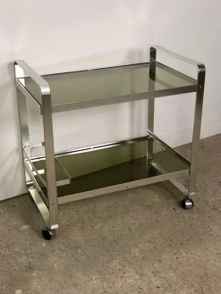 Pamono Vintage Italian Service Table in Aluminum by Martini and Rossi, 1960s New