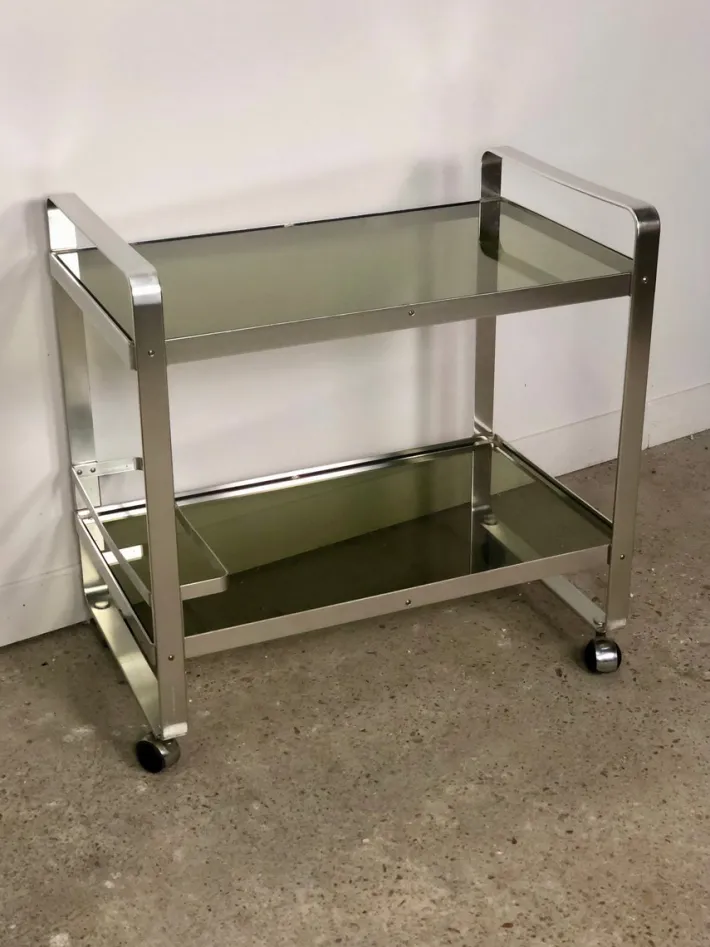 Pamono Vintage Italian Service Table in Aluminum by Martini and Rossi, 1960s New