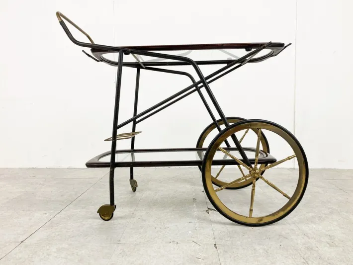 Pamono Vintage Italian Serving Trolley attributed to Cesare Lacca, 1950s Discount