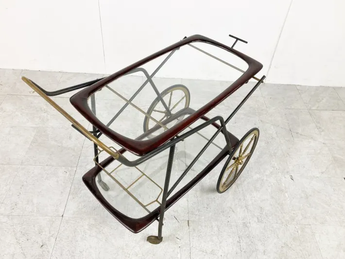 Pamono Vintage Italian Serving Trolley attributed to Cesare Lacca, 1950s Discount