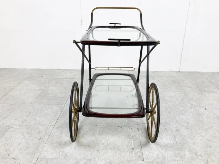 Pamono Vintage Italian Serving Trolley attributed to Cesare Lacca, 1950s Discount