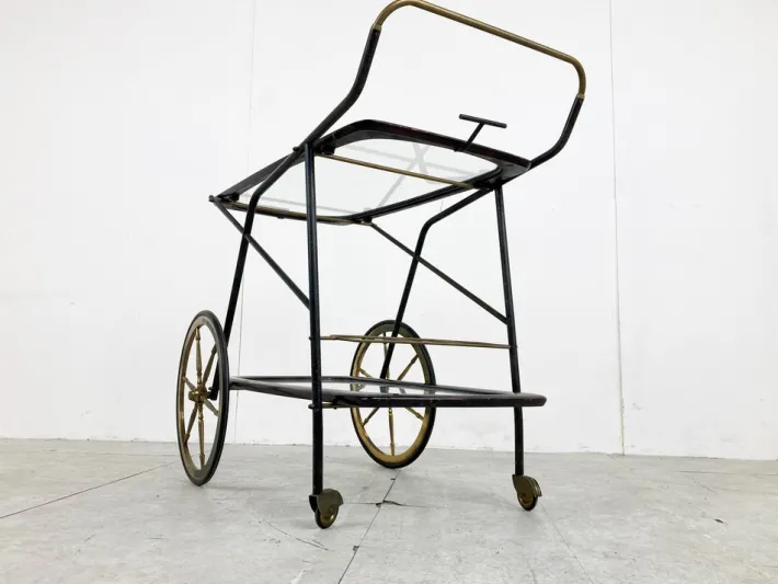 Pamono Vintage Italian Serving Trolley attributed to Cesare Lacca, 1950s Discount