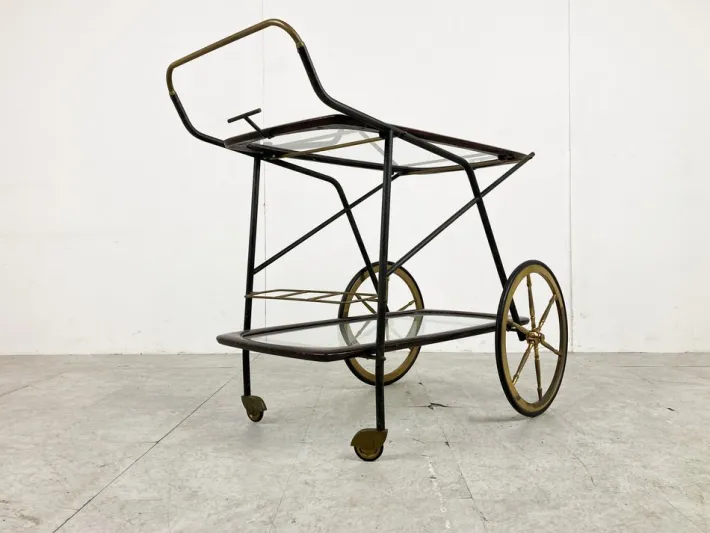 Pamono Vintage Italian Serving Trolley attributed to Cesare Lacca, 1950s Discount