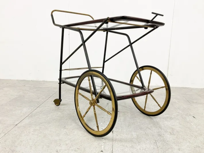 Pamono Vintage Italian Serving Trolley attributed to Cesare Lacca, 1950s Discount