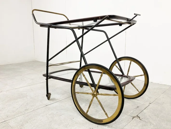 Pamono Vintage Italian Serving Trolley attributed to Cesare Lacca, 1950s Discount