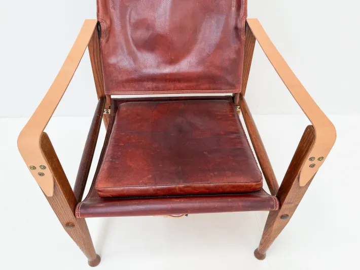 Pamono Vintage KK47000 Safari Chair in Leather by Kaare Klint for Rud Rasmussen, Denmark, 1930s Best