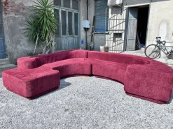 Pamono Vintage Lara Modular Sofa in Burgundy Bouclé by Roberto Pamio for Stilwood, 1970s Hot