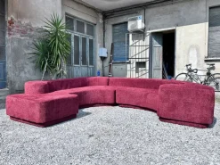 Pamono Vintage Lara Modular Sofa in Burgundy Bouclé by Roberto Pamio for Stilwood, 1970s Hot