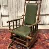 Pamono Vintage Leather Rocking Chair in Dark Green