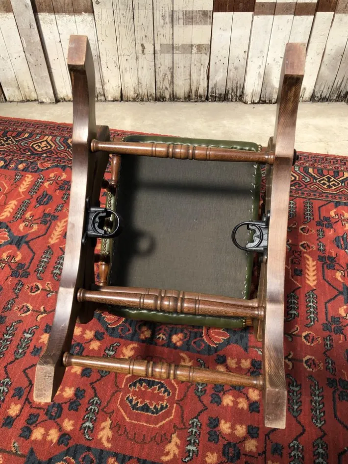 Pamono Vintage Leather Rocking Chair in Dark Green