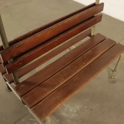 Pamono Vintage Locker Room Bench in Wood and Metal, Italy, 1960s