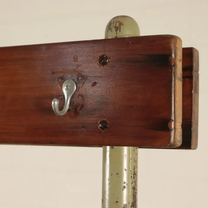 Pamono Vintage Locker Room Bench in Wood and Metal, Italy, 1960s