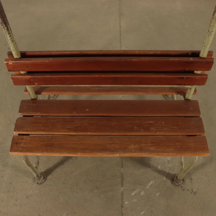 Pamono Vintage Locker Room Bench in Wood and Metal, Italy, 1960s
