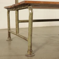Pamono Vintage Locker Room Bench in Wood and Metal, Italy, 1960s