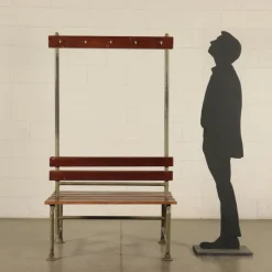 Pamono Vintage Locker Room Bench in Wood and Metal, Italy, 1960s