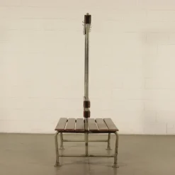 Pamono Vintage Locker Room Bench in Wood and Metal, Italy, 1960s