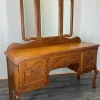Pamono Vintage Louis French Dressing Table with Mirror in Oak Sale