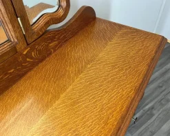 Pamono Vintage Louis French Dressing Table with Mirror in Oak Sale