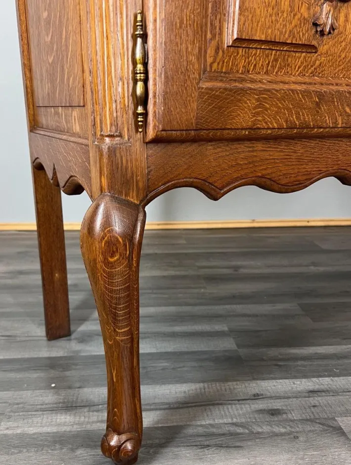Pamono Vintage Louis French Dressing Table with Mirror in Oak Sale