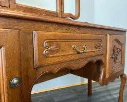 Pamono Vintage Louis French Dressing Table with Mirror in Oak Sale