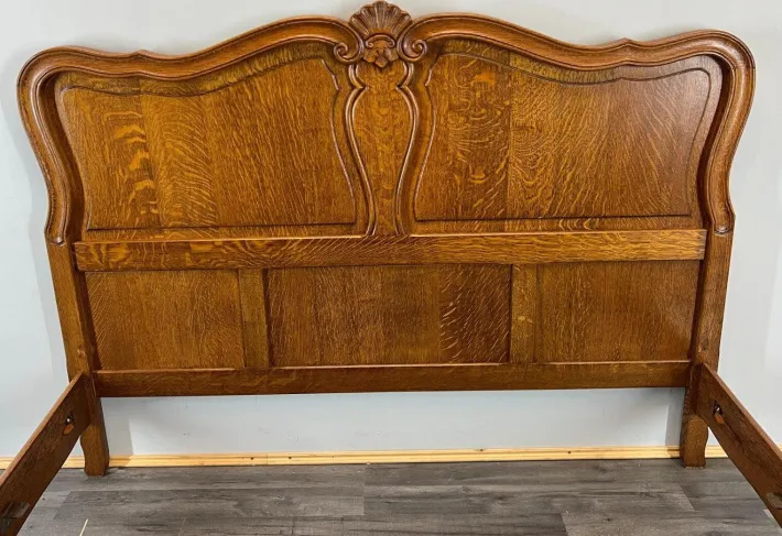 Pamono Vintage Louis XV Double Bed Frame in Oak Sale