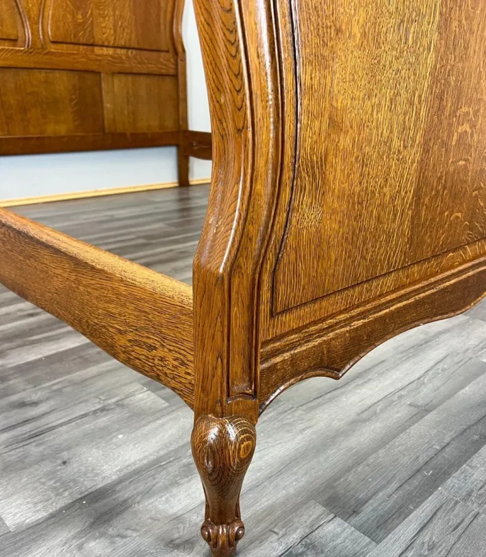 Pamono Vintage Louis XV Double Bed Frame in Oak Sale