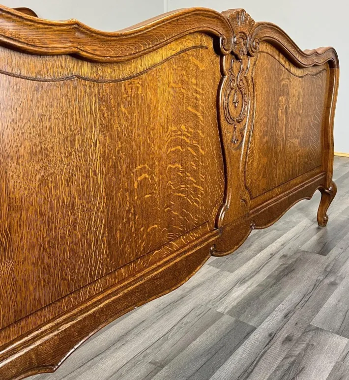 Pamono Vintage Louis XV Double Bed Frame in Oak Sale