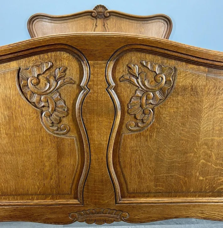 Pamono Vintage Louis XV French Double Bed in Oak Sale