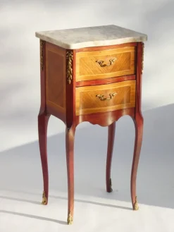 Pamono Vintage Louis XV Style Nightstand with Marble Top, 1940s Sale