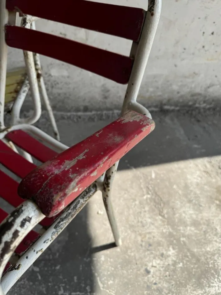 Pamono Vintage Metal and Wooden Seating Garden Armchairs, 1970s, Set of 4 Outlet