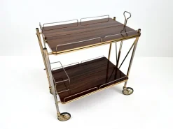 Pamono Vintage Mid-Century Folding Bar Cart Trolley, 1960s New