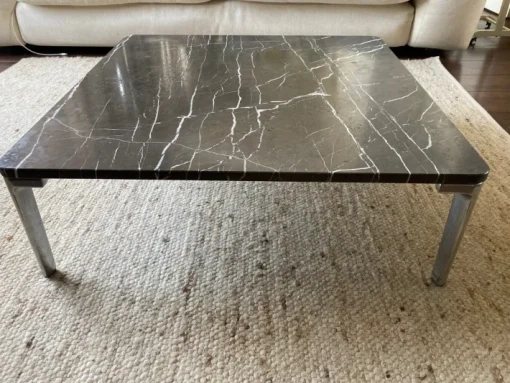Pamono Vintage Modernist Marble and Steel Coffee Table for Rolf Benz Hot
