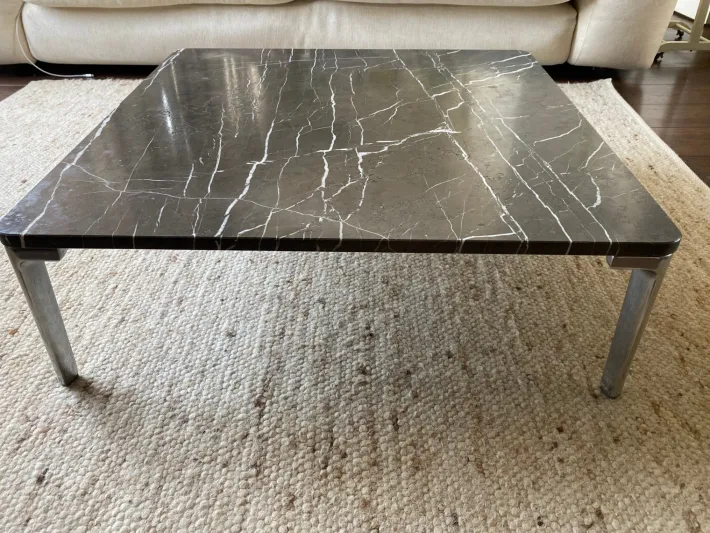 Pamono Vintage Modernist Marble and Steel Coffee Table for Rolf Benz Hot