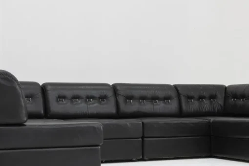 Pamono Vintage Modular Sectional Sofa in Black Leather, 1970s, Set of 6 Outlet
