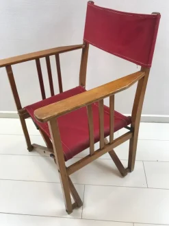 Pamono Vintage Oak & Canvas Folding Directors, Garden or Safari Chair, 1950s