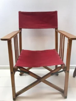 Pamono Vintage Oak & Canvas Folding Directors, Garden or Safari Chair, 1950s