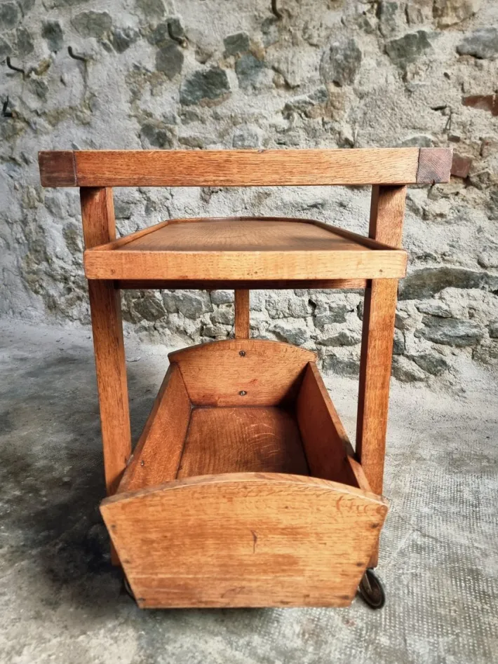 Pamono Vintage Oak Bar Trolley, France, 1950s Sale