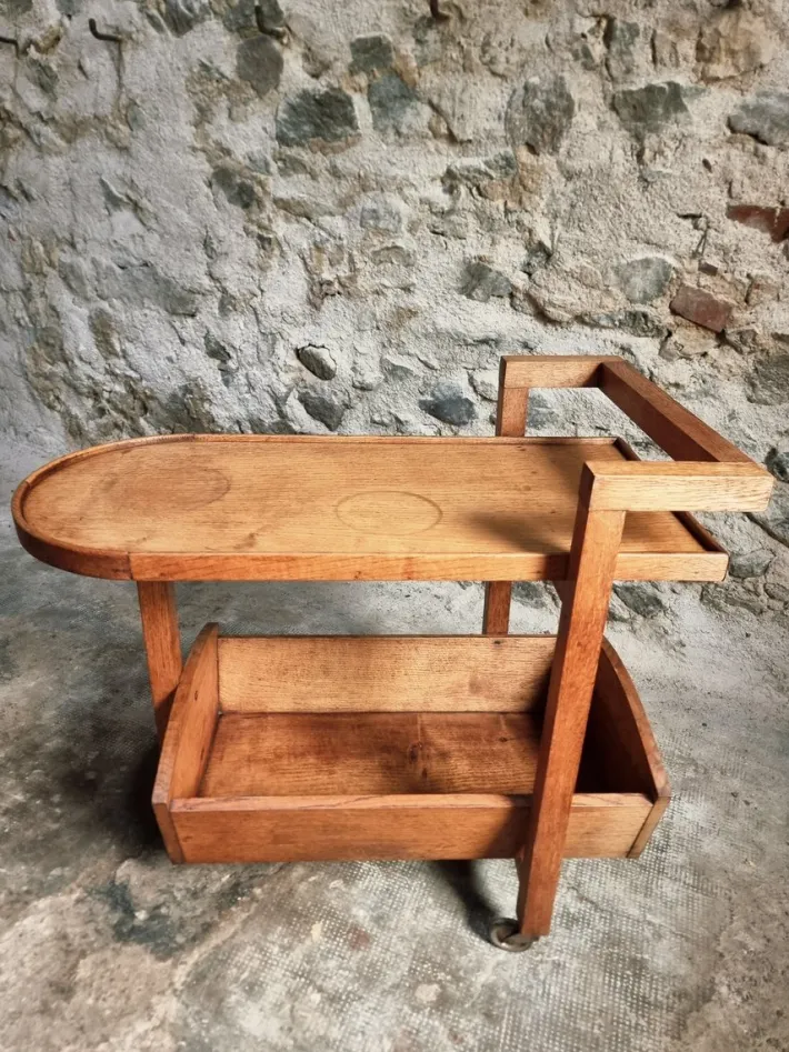 Pamono Vintage Oak Bar Trolley, France, 1950s Sale