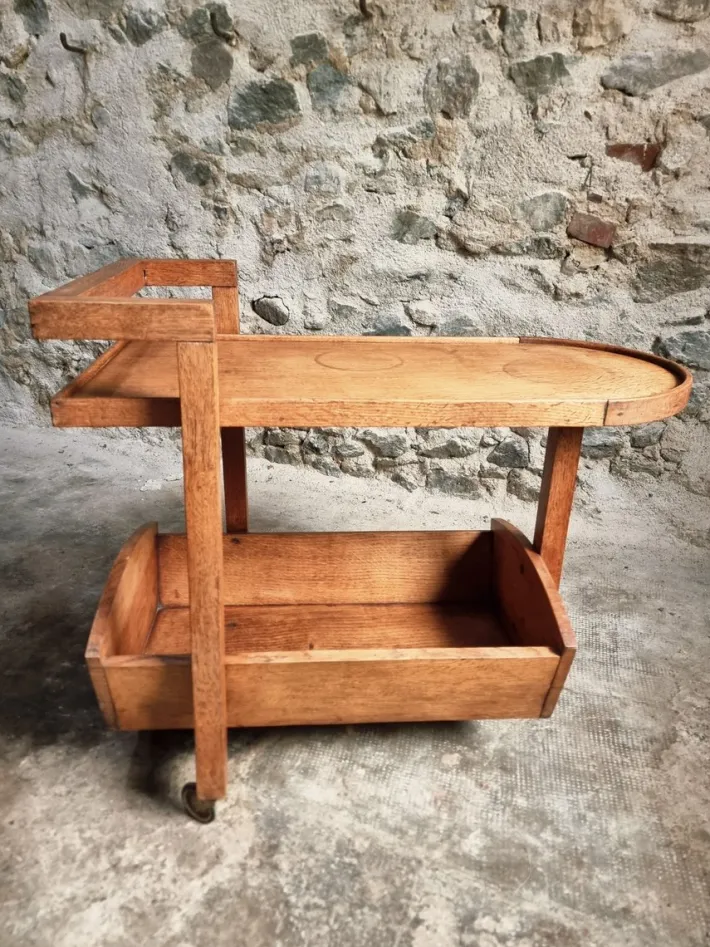 Pamono Vintage Oak Bar Trolley, France, 1950s Sale