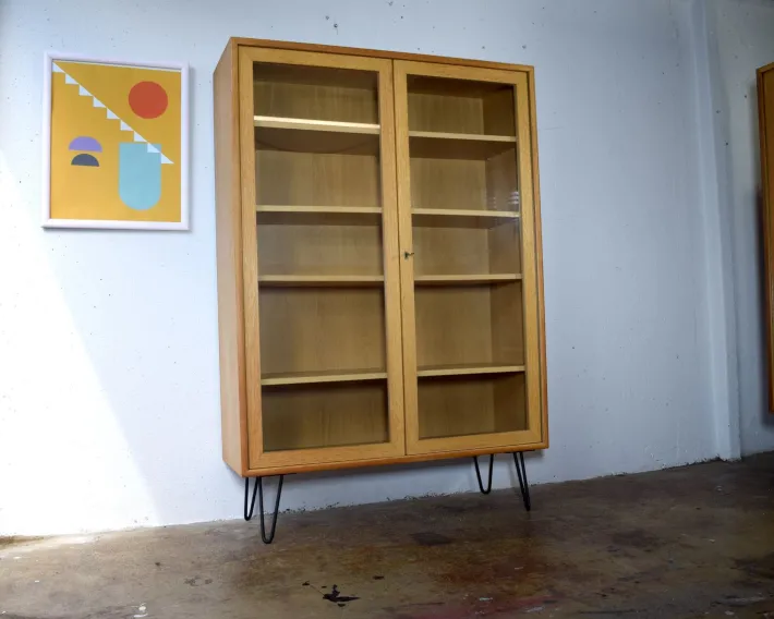 Pamono Vintage Oak Display Cabinet from Bornhold, 1960s Outlet