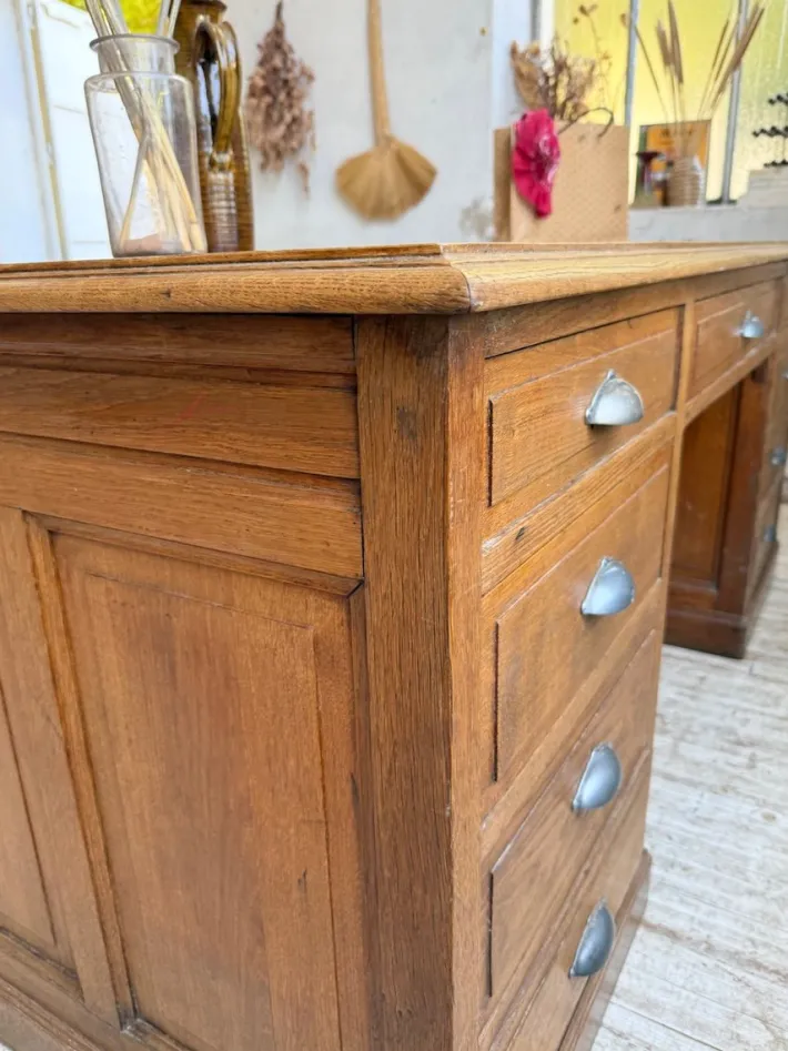 Pamono Vintage Oak Office Counter, 1950s New