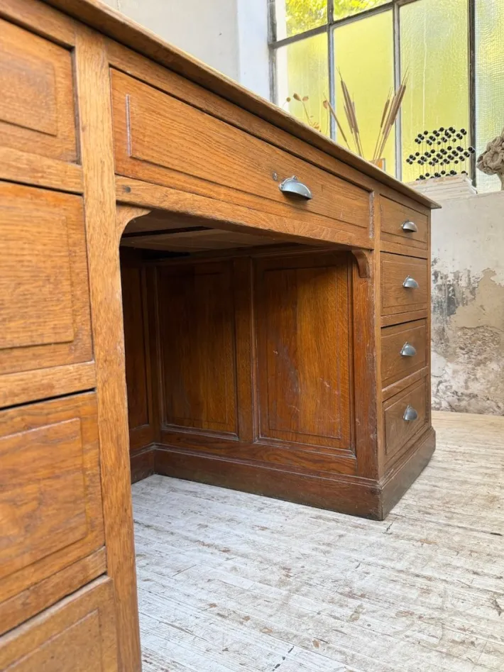 Pamono Vintage Oak Office Counter, 1950s New